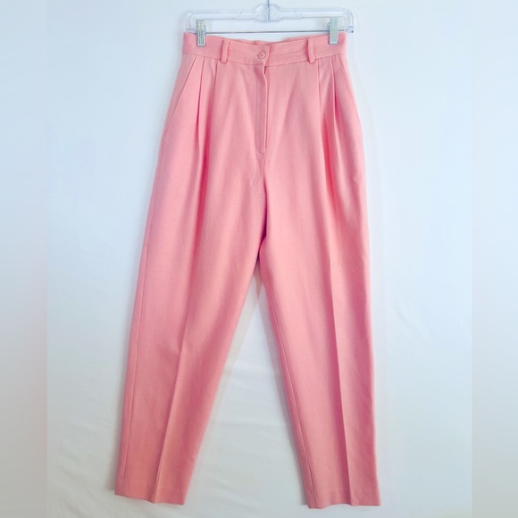 Adolfo Pants - Vintage Pink Trousers Pants 100% Wool Grandmacore Coquette Girl Womens Size 8